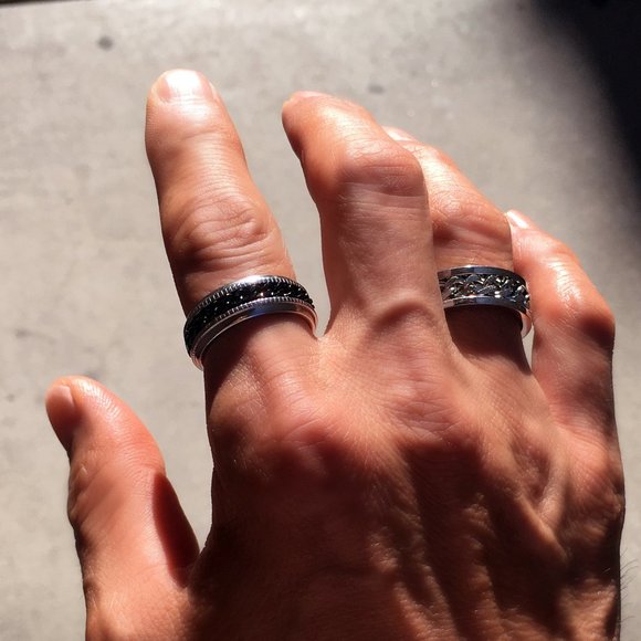 Fidget Ring, Spinner Ring, Anxiety Ring, Meditation Ring, Chain Spinner Ring Men - Picture 6 of 8